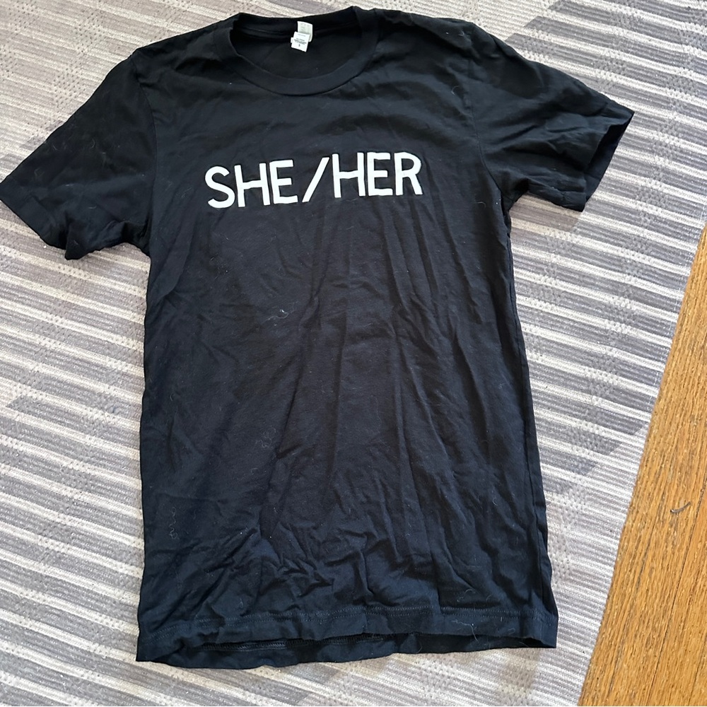 She/Her Graphic Black Tee
